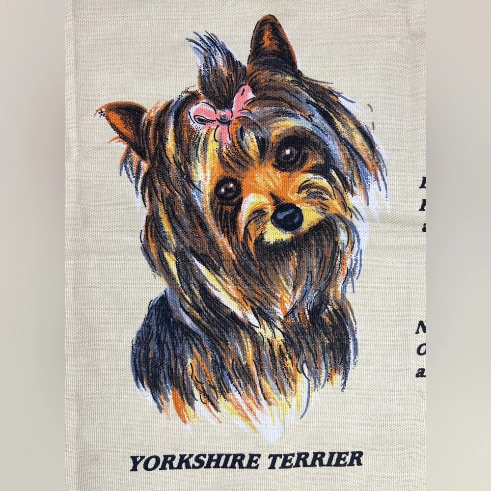 Vintage Every Dog's Prayer Scottish Cotton Tea Towel Illustrated Wall Hanging